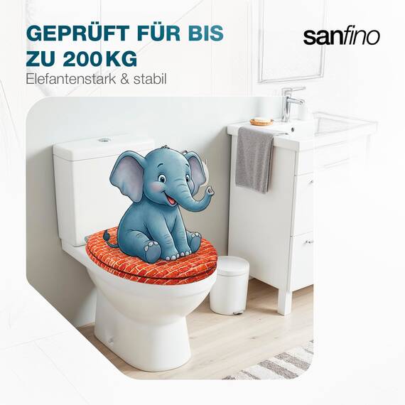 SANFINO® Premium WC Sitz mit Absenkautomatik – hochwertige Toilettendeckel aus Holz, viele bunte Motive, hoher Sitzkomfort, einfache Montage inklusive Montageanleitung – "Bricks"