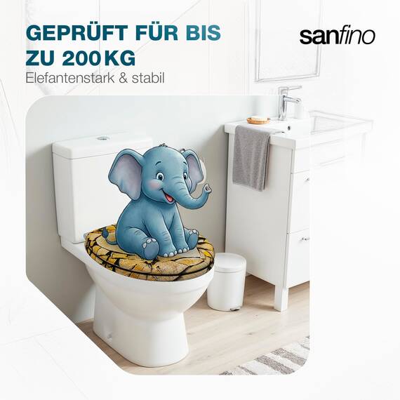 SANFINO® Premium WC Sitz mit Absenkautomatik – hochwertige Toilettendeckel aus Holz, viele bunte Motive, hoher Sitzkomfort, einfache Montage inklusive Montageanleitung – "Wood Heart"