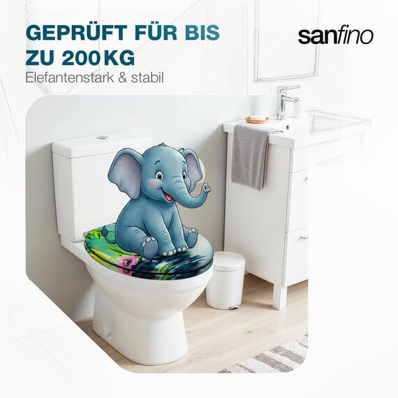 SANFINO® Premium WC Sitz mit Absenkautomatik – hochwertige Toilettendeckel aus Holz, viele bunte Motive, hoher Sitzkomfort, einfache Montage inklusive Montageanleitung – "Asia II"
