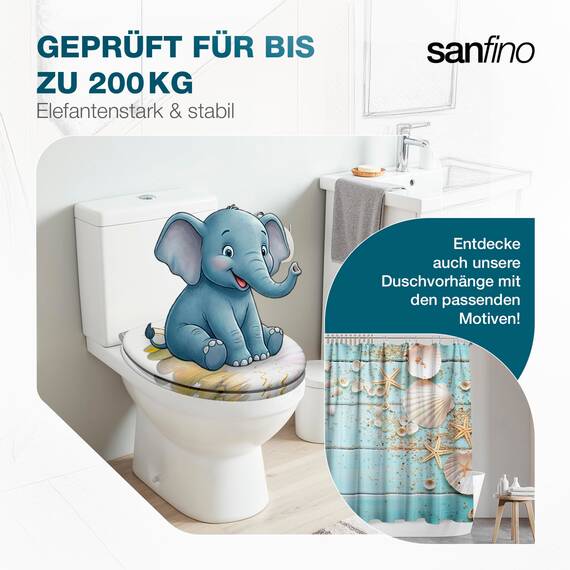 SANFINO® Premium WC Sitz mit Absenkautomatik – hochwertige Toilettendeckel aus Holz, viele bunte Motive, hoher Sitzkomfort, einfache Montage inklusive Montageanleitung – "Balance II"