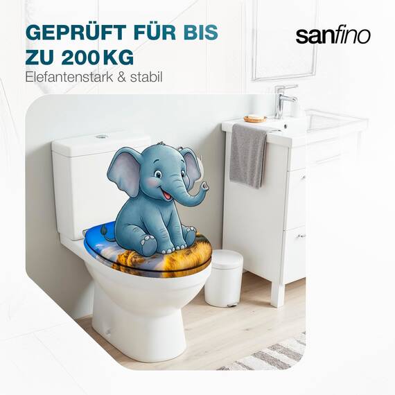 SANFINO® Premium WC Sitz mit Absenkautomatik – hochwertige Toilettendeckel aus Holz, viele bunte Motive, hoher Sitzkomfort, einfache Montage inklusive Montageanleitung – "Lighthouse"