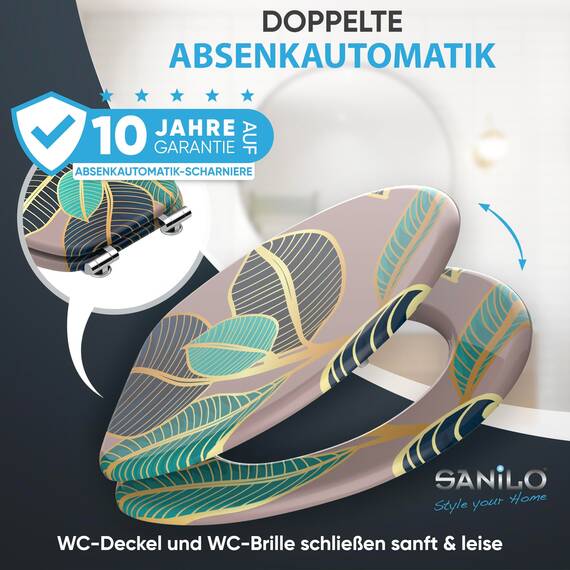 Sanilo WC Sitz mit Absenkautomatik, viele neue Toilettendeckel zur Auswahl, hochwertige Oberfläche, einfache Montage, stabile Scharniere (Zalina)