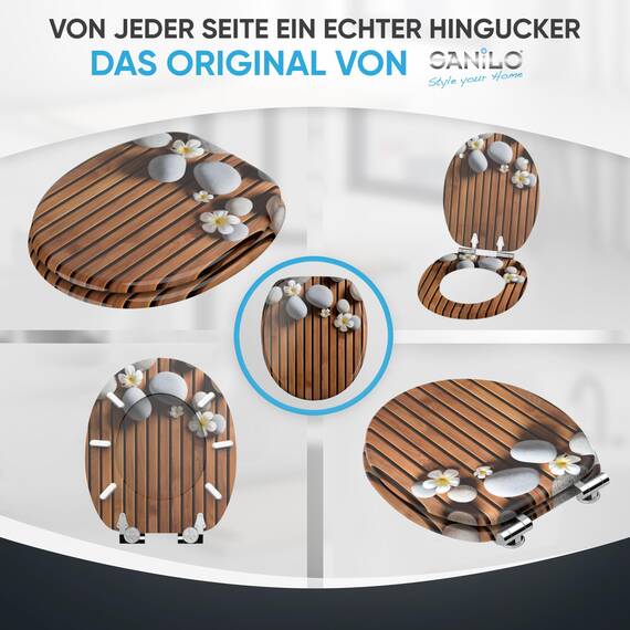Sanilo WC Sitz mit Absenkautomatik, viele neue Toilettendeckel zur Auswahl, hochwertige Oberfläche, einfache Montage, stabile Scharniere (Zentara)