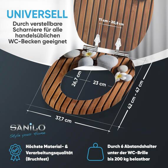 Sanilo WC Sitz mit Absenkautomatik, viele neue Toilettendeckel zur Auswahl, hochwertige Oberfläche, einfache Montage, stabile Scharniere (Zentara)