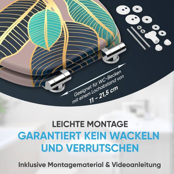 Sanilo WC Sitz mit Absenkautomatik, viele neue Toilettendeckel zur Auswahl, hochwertige Oberfläche, einfache Montage, stabile Scharniere (Zalina)