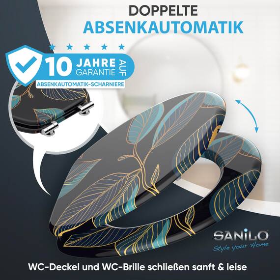 Sanilo WC Sitz mit Absenkautomatik, viele neue Toilettendeckel zur Auswahl, hochwertige Oberfläche, einfache Montage, stabile Scharniere (Tavira)
