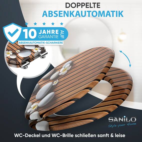 Sanilo WC Sitz mit Absenkautomatik, viele neue Toilettendeckel zur Auswahl, hochwertige Oberfläche, einfache Montage, stabile Scharniere (Zentara)