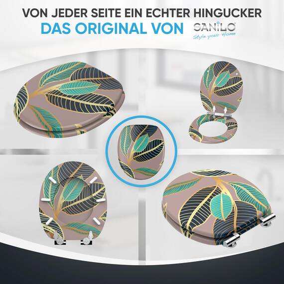 Sanilo WC Sitz mit Absenkautomatik, viele neue Toilettendeckel zur Auswahl, hochwertige Oberfläche, einfache Montage, stabile Scharniere (Zalina)