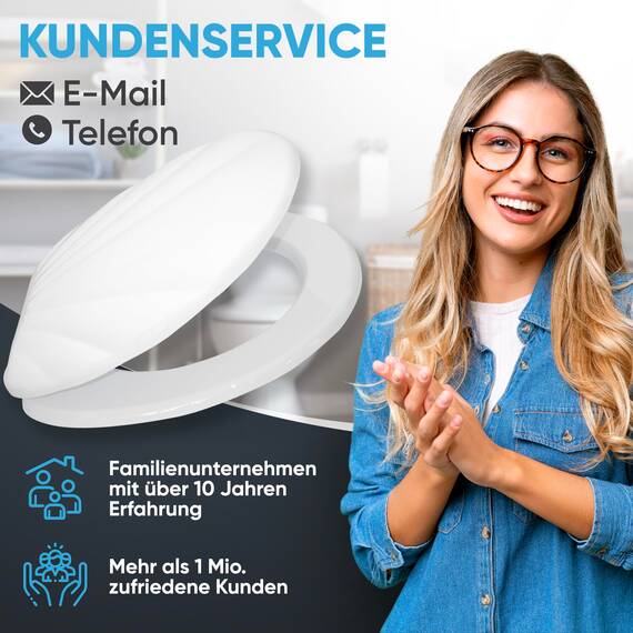 Sanilo WC Sitz mit Absenkautomatik, viele neue Toilettendeckel zur Auswahl, hochwertige Oberfläche, einfache Montage, stabile Scharniere (Muschel Weiß)