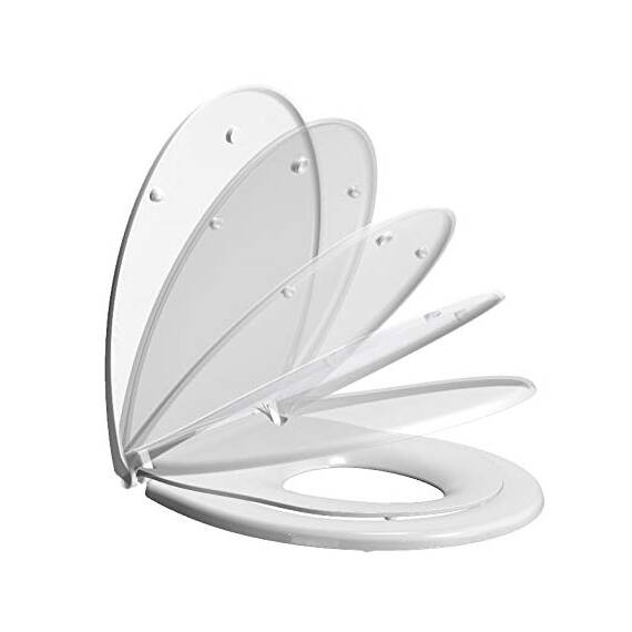 ADOB WC Sitz Familien, Kinder - Klobrille mit Kindersitz (Thermoplast) - Toilettendeckel mit Kindersitz - Mit Absenkautomatik - Kinderleichte Montage - Abnehmbar - Familien WC Deckel