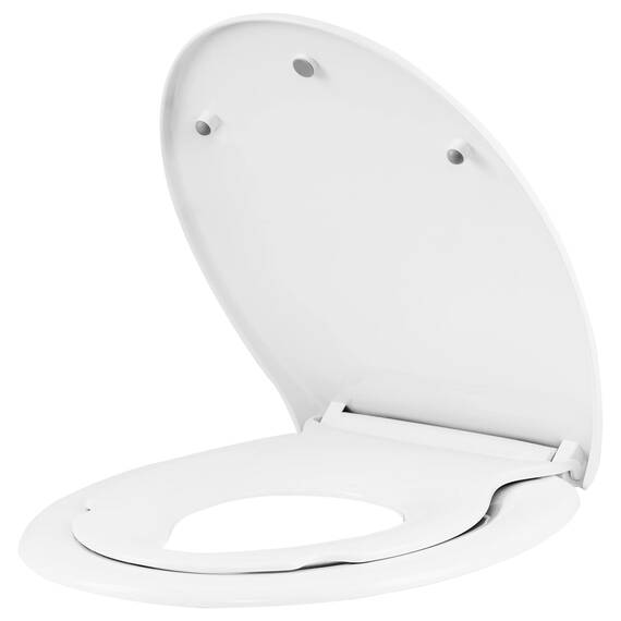 WOLTU Toilettendeckel mit Kindersitz, WC-Sitz mit Absenkautomatik, Toilettensitz für Familie, Klodeckel Klobrille mit Schnellverschluss, Montage von oben, O-Form, Weiß