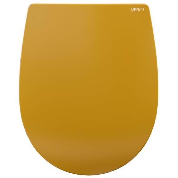 LUVETT® WC-Sitz mit Absenkautomatik C100 oval universell, Toilettendeckel mit 3 Edelstahl Montagelösungen, Klodeckel abnehmbar, Farbe:Curry Gelb