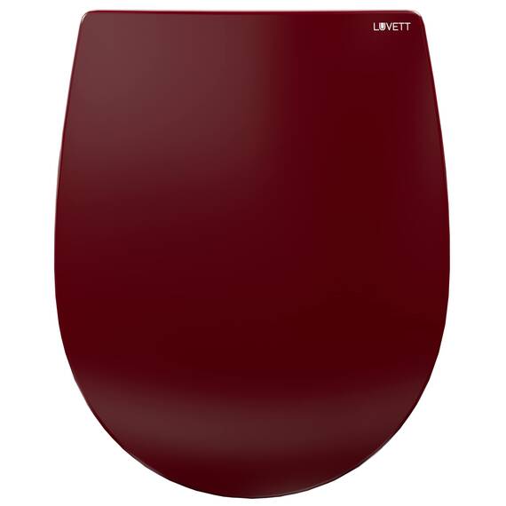LUVETT® WC-Sitz mit Absenkautomatik C100 oval universell, Toilettendeckel mit 3 Edelstahl Montagelösungen, Klodeckel abnehmbar, Farbe:Bordeaux Rot