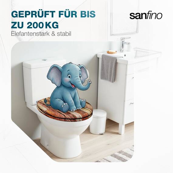 SANFINO® Premium WC Sitz mit Absenkautomatik – hochwertige Toilettendeckel aus Holz, viele bunte Motive, hoher Sitzkomfort, einfache Montage inklusive Montageanleitung – "Industrial Wood"