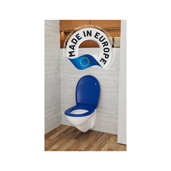LUVETT® C100 Toilettendeckel mit Absenkautomatik Oval Blau - SoftClose Klodeckel Abnehmbar - Klobrille aus Antibakteriellem Duroplast - WC Sitz 3in1 Befestigung Inkl. - Toilettensitz Made in EU