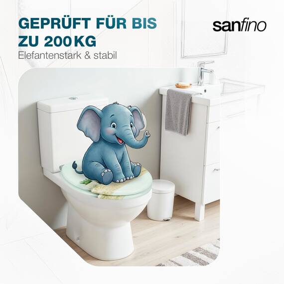 SANFINO® Premium WC Sitz mit Absenkautomatik – hochwertige Toilettendeckel aus Holz, viele bunte Motive, hoher Sitzkomfort, einfache Montage inklusive Montageanleitung – "Life"