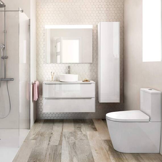 Himimi WC Sitz mit Absenkautomatik, Toilettendeckel D-Form mit Einstellbares Edelstahlscharnier, Klodeckel mit Quick-Release-Funktion und Softclose, Einfache Reinigung, Weiß (450 x 361 x 53 mm)