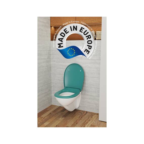 LUVETT® C100 Toilettendeckel mit Absenkautomatik Oval Türkis - SoftClose Klodeckel Abnehmbar - Klobrille aus Antibakteriellem Duroplast - WC Sitz 3in1 Befestigung Inkl. - Toilettensitz Made in EU