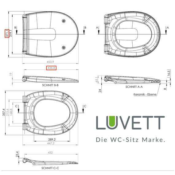 LUVETT® C100 Toilettendeckel mit Absenkautomatik Oval Türkis - SoftClose Klodeckel Abnehmbar - Klobrille aus Antibakteriellem Duroplast - WC Sitz 3in1 Befestigung Inkl. - Toilettensitz Made in EU
