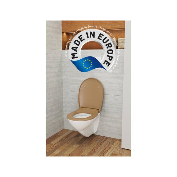 LUVETT® C100 Toilettendeckel mit Absenkautomatik Oval Braun - SoftClose Klodeckel Abnehmbar - Klobrille aus Antibakteriellem Duroplast - WC Sitz 3in1 Befestigung Inkl. - Toilettensitz Made in EU