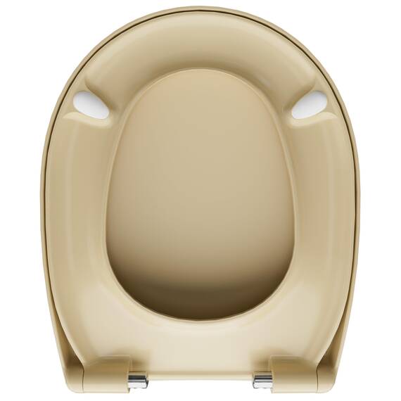 LUVETT® WC-Sitz mit Absenkautomatik C100 oval universell, Toilettendeckel mit 3 Edelstahl Montagelösungen, Klodeckel abnehmbar, Farbe:Bahama Beige