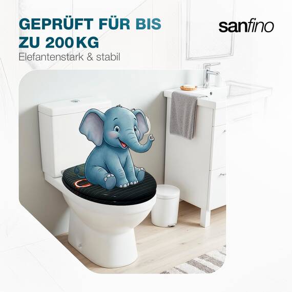 SANFINO® Premium WC Sitz mit Absenkautomatik – hochwertige Toilettendeckel aus Holz, viele bunte Motive, hoher Sitzkomfort, einfache Montage inklusive Montageanleitung – "Open-Closed"