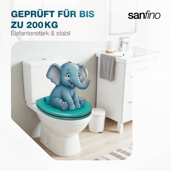 SANFINO® Premium WC Sitz mit Absenkautomatik – hochwertige Toilettendeckel aus Holz, viele bunte Motive, hoher Sitzkomfort, einfache Montage inklusive Montageanleitung – "Mars Green"