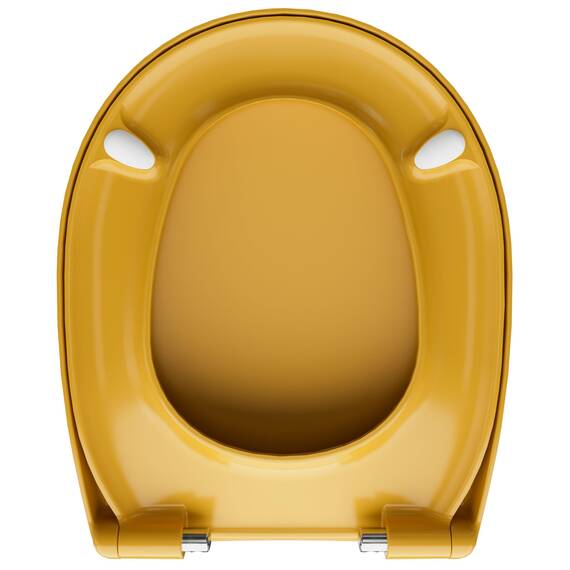 LUVETT® WC-Sitz mit Absenkautomatik C100 oval universell, Toilettendeckel mit 3 Edelstahl Montagelösungen, Klodeckel abnehmbar, Farbe:Curry Gelb