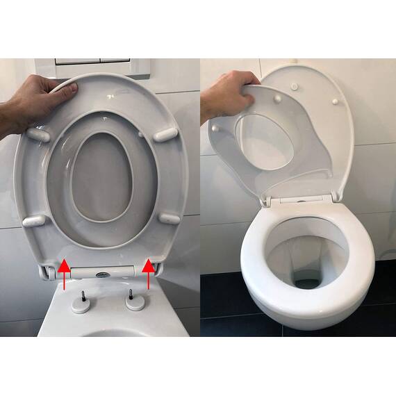 ADOB WC Sitz Familien, Kinder - Klobrille mit Kindersitz (Thermoplast) - Toilettendeckel mit Kindersitz - Mit Absenkautomatik - Kinderleichte Montage - Abnehmbar - Familien WC Deckel