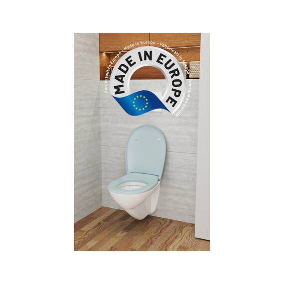 LUVETT® C100 Toilettendeckel mit Absenkautomatik Oval Blau - SoftClose Klodeckel Abnehmbar - Klobrille aus Antibakteriellem Duroplast - WC Sitz 3in1 Befestigung Inkl. - Toilettensitz Made in EU