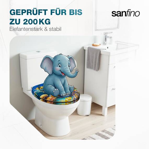 SANFINO® Premium WC Sitz mit Absenkautomatik – hochwertige Toilettendeckel aus Holz, viele bunte Motive, hoher Sitzkomfort, einfache Montage inklusive Montageanleitung – "Nemo"