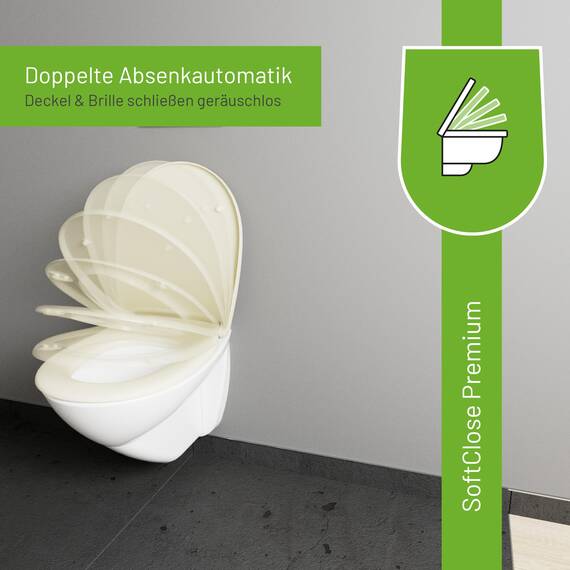 LUVETT® C100 Toilettendeckel mit Absenkautomatik Oval Creme - SoftClose Klodeckel Abnehmbar - Klobrille aus Antibakteriellem Duroplast - WC Sitz 3in1 Befestigung Inkl. - Toilettensitz Made in EU