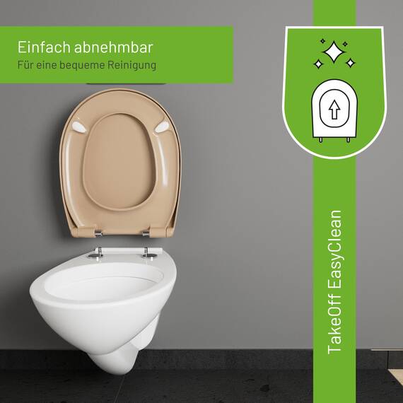LUVETT® C100 Toilettendeckel mit Absenkautomatik Oval Braun - SoftClose Klodeckel Abnehmbar - Klobrille aus Antibakteriellem Duroplast - WC Sitz 3in1 Befestigung Inkl. - Toilettensitz Made in EU