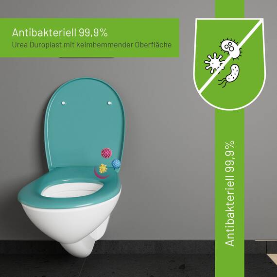 LUVETT® C100 Toilettendeckel mit Absenkautomatik Oval Türkis - SoftClose Klodeckel Abnehmbar - Klobrille aus Antibakteriellem Duroplast - WC Sitz 3in1 Befestigung Inkl. - Toilettensitz Made in EU