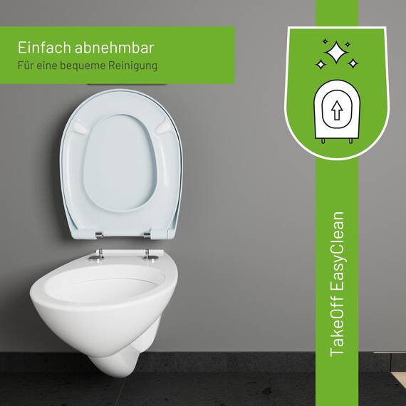 LUVETT® C100 Toilettendeckel mit Absenkautomatik Oval Blau - SoftClose Klodeckel Abnehmbar - Klobrille aus Antibakteriellem Duroplast - WC Sitz 3in1 Befestigung Inkl. - Toilettensitz Made in EU