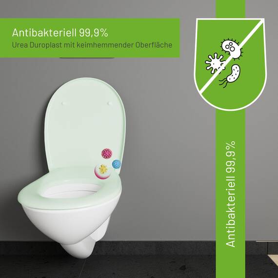 LUVETT® C100 Toilettendeckel mit Absenkautomatik Oval Grün - SoftClose Klodeckel Abnehmbar - Klobrille aus Antibakteriellem Duroplast - WC Sitz 3in1 Befestigung Inkl. - Toilettensitz Made in EU