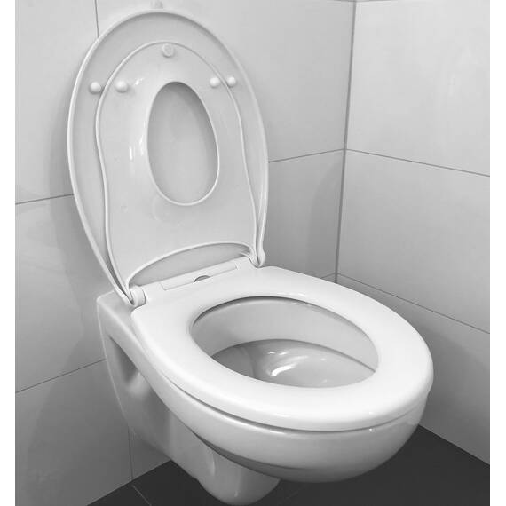ADOB WC Sitz Familien, Kinder - Klobrille mit Kindersitz (Thermoplast) - Toilettendeckel mit Kindersitz - Mit Absenkautomatik - Kinderleichte Montage - Abnehmbar - Familien WC Deckel