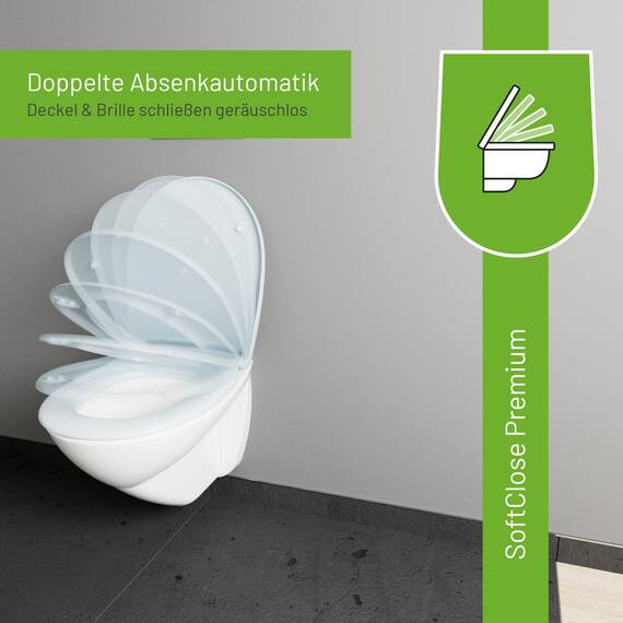 LUVETT® C100 Toilettendeckel mit Absenkautomatik Oval Blau - SoftClose Klodeckel Abnehmbar - Klobrille aus Antibakteriellem Duroplast - WC Sitz 3in1 Befestigung Inkl. - Toilettensitz Made in EU