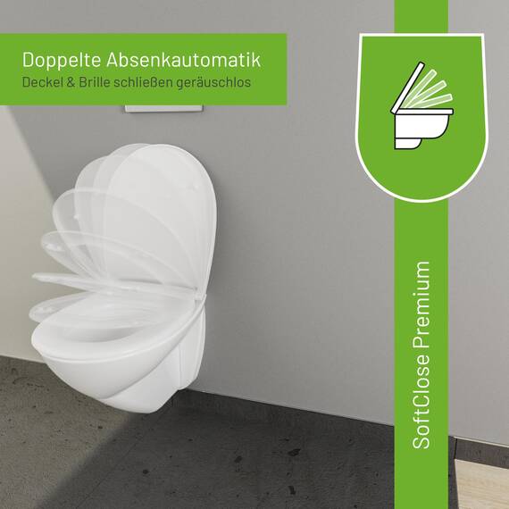 LUVETT® C100 Toilettendeckel mit Absenkautomatik Oval Weiß - SoftClose Klodeckel Abnehmbar - Klobrille aus Antibakteriellem Duroplast - WC Sitz 3in1 Befestigung Inkl. - Toilettensitz Made in EU
