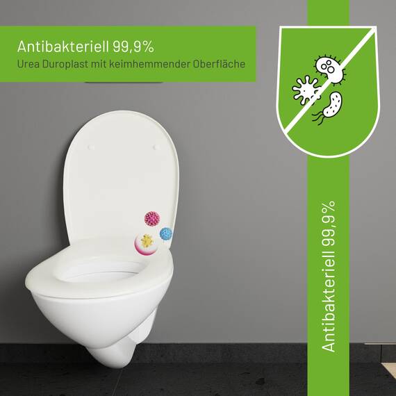 LUVETT® C100 Toilettendeckel mit Absenkautomatik Oval Weiß - SoftClose Klodeckel Abnehmbar - Klobrille aus Antibakteriellem Duroplast - WC Sitz 3in1 Befestigung Inkl. - Toilettensitz Made in EU