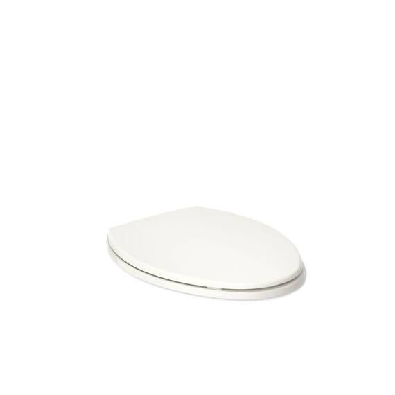 Kohler K-20110-96 Brevia länglicher WC-Sitz mit griffdichten Stoßstangen, ruhiger Sitz, Schnellbefestigungsbeschläge, Biscuit