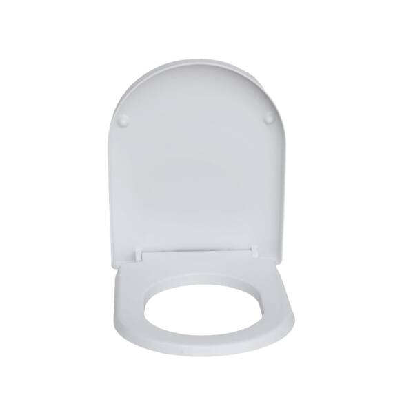 SINOBATH D-Förmiger Toilettensitz mit Sanftschließ-Funktion & Edelstahl-Scharnieren, Einfach Montage per Knopfdruck, Weiß