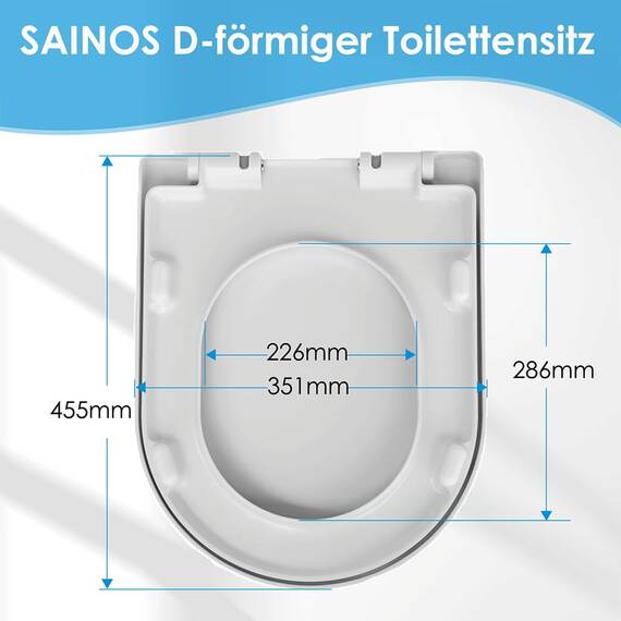 SINOBATH D-Förmiger Toilettensitz mit Sanftschließ-Funktion & Edelstahl-Scharnieren, Einfach Montage per Knopfdruck, Weiß