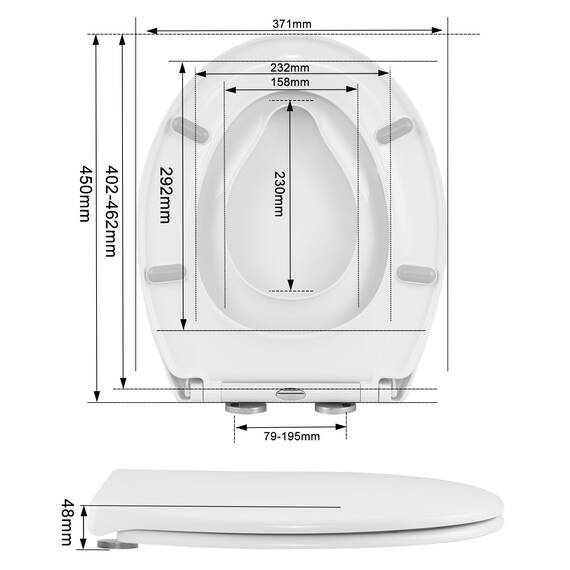 WOLTU Toilettendeckel mit Kindersitz, WC-Sitz mit Absenkautomatik, Toilettensitz für Familie, Klodeckel Klobrille mit Schnellverschluss, Montage von oben, O-Form, Weiß