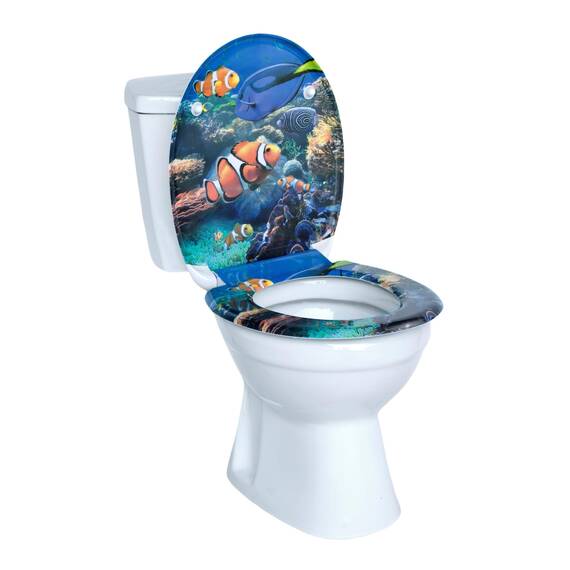 SINOBATH Design WC-Sitz mit Motiv, Soft-Close, Duroplast, Einfache Montage, Quick-Release, UV-beständig