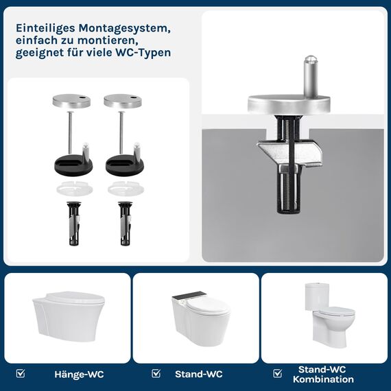 WOLTU Toilettendeckel, WC-Sitz mit Absenkautomatik, Klobrille Klodeckel mit Schnellverschluss, Toilettensitz O Form, aus Duroplast, Top-Befestigungsset für einfache Montage, Weiß