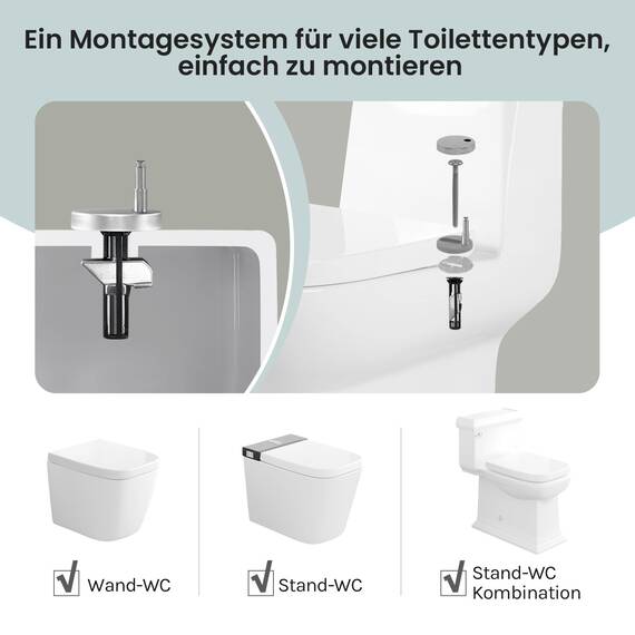 WOLTU Toilettendeckel, WC Sitz Toilettensitz mit Absenkautomatik, Fast Fix/Schnellbefestigung, Duroplast, Softclosee Beschichtung, WC Sitz Eckig Weiss