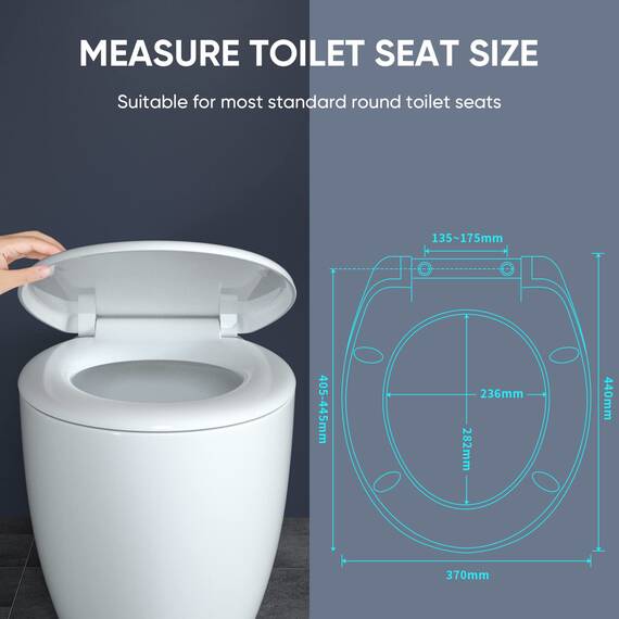 Toilettensitz, Soft Close Toilettensitze mit rutschfesten Sitzstoßstangen und Metallschrauben, passend für Standard-Rund-WC, Schnellverschluss, kein Slamme, Weiß - O Form