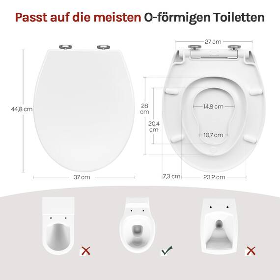 WOLTU Toilettensitz mit Kindersitz, Softclose Absenkautomatik, Fix-Clip Schnellbefestigung, Toilettendeckel Ovaler WC Sitz aus Kunststoff