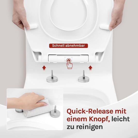 WOLTU Toilettensitz mit Kindersitz, Softclose Absenkautomatik, Fix-Clip Schnellbefestigung, Toilettendeckel Ovaler WC Sitz aus Kunststoff